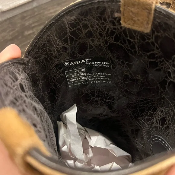 Ariat ATS Gold Rush Fringe Brown Leather Western Boots - Picture 6 of 8